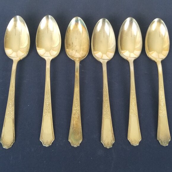1847 Rogers Bros Silverplate Flatware Ancestral Pattern - Set of 6 Tablespoons - Picture 1 of 8